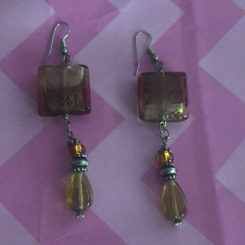 Warm tone beaded earrings